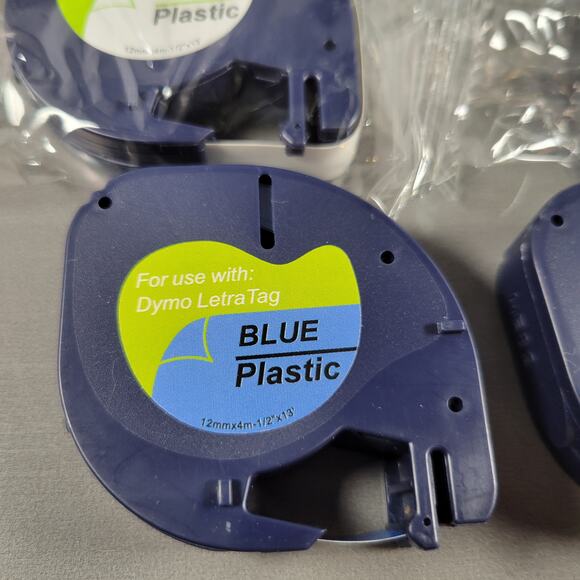 Dymo LetraTag Plastic Label Tapes 12mm Lot of 8 New & Used White Red Blue Yellow - Picture 6 of 7